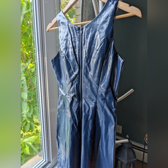 Nwt Choosy Chic‎ Navy Blue Sleeveless Faux Leather Dress - Picture 2 of 6